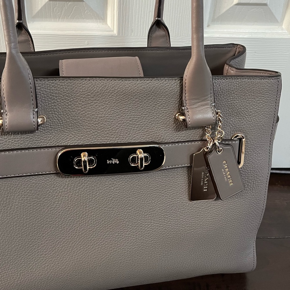 Coach Leather Handbag, Satchel, Tote - Picture 7 of 14